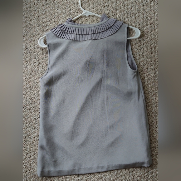 Kate spade‎ Antionette Gray Sleeveless Blouse with Ruffle Collar size XS - Picture 3 of 12